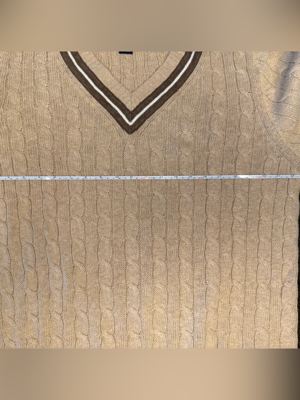 Brooks Brothers 346 Men's XL Beige Linen Cotton Cable Knit Cricket Sweater - Picture 6 of 9